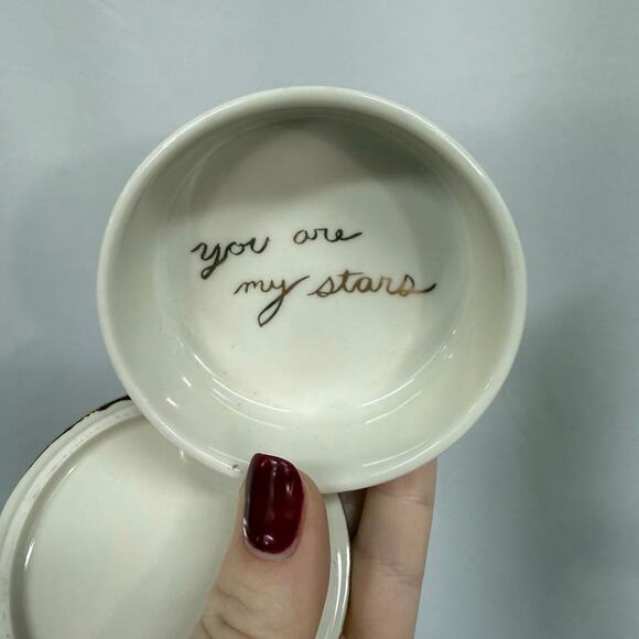 Anthropologie Lyra Monogram "S" Trinket Dish Box Stonewear Celestial - Picture 3 of 4